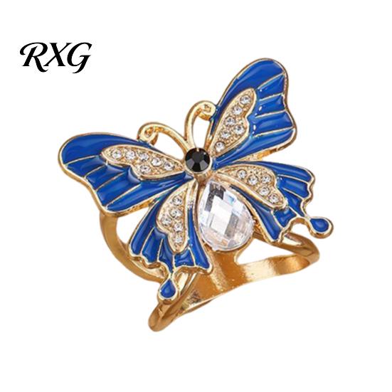 Enamel Butterfly Scarf Ring Ring, Sparkling Rhinestone Slide Retro Elegant Wrap Holder for Women Neckerchiefs Scarves Shirts Buckle