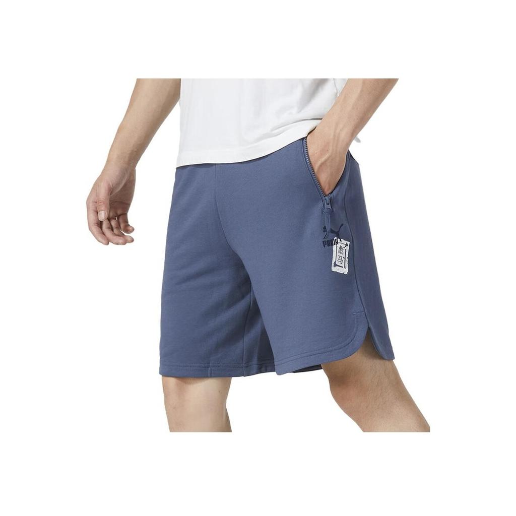 PUMA Logo Print Casual Shorts Men Bottoms Blue 677521-56