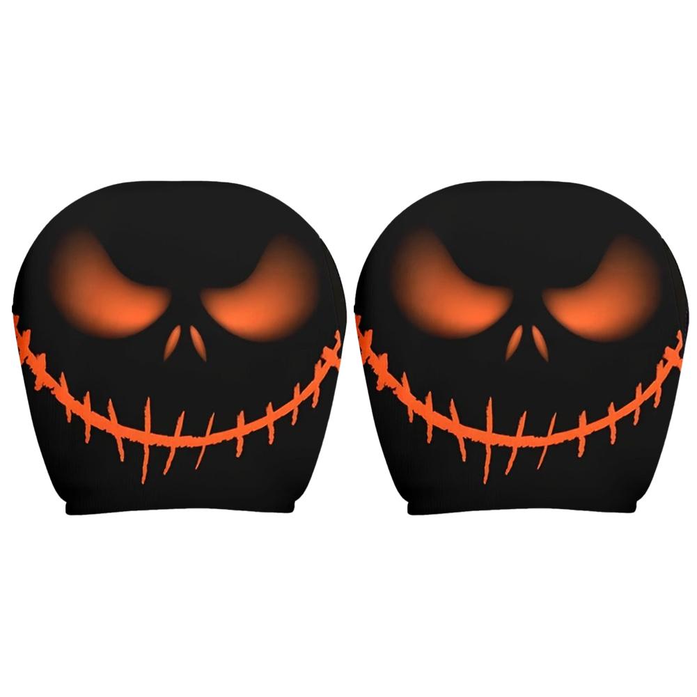 2PCS Funny Halloween Car Headrest Cover Decor Big-eyed Cartoon Print Headrest Cover Creative Car Seat Headcover