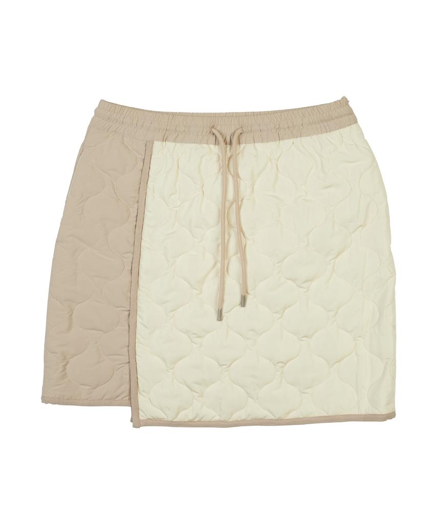 Denivel Asymmetrical Quilted Skirt (Ivory)
