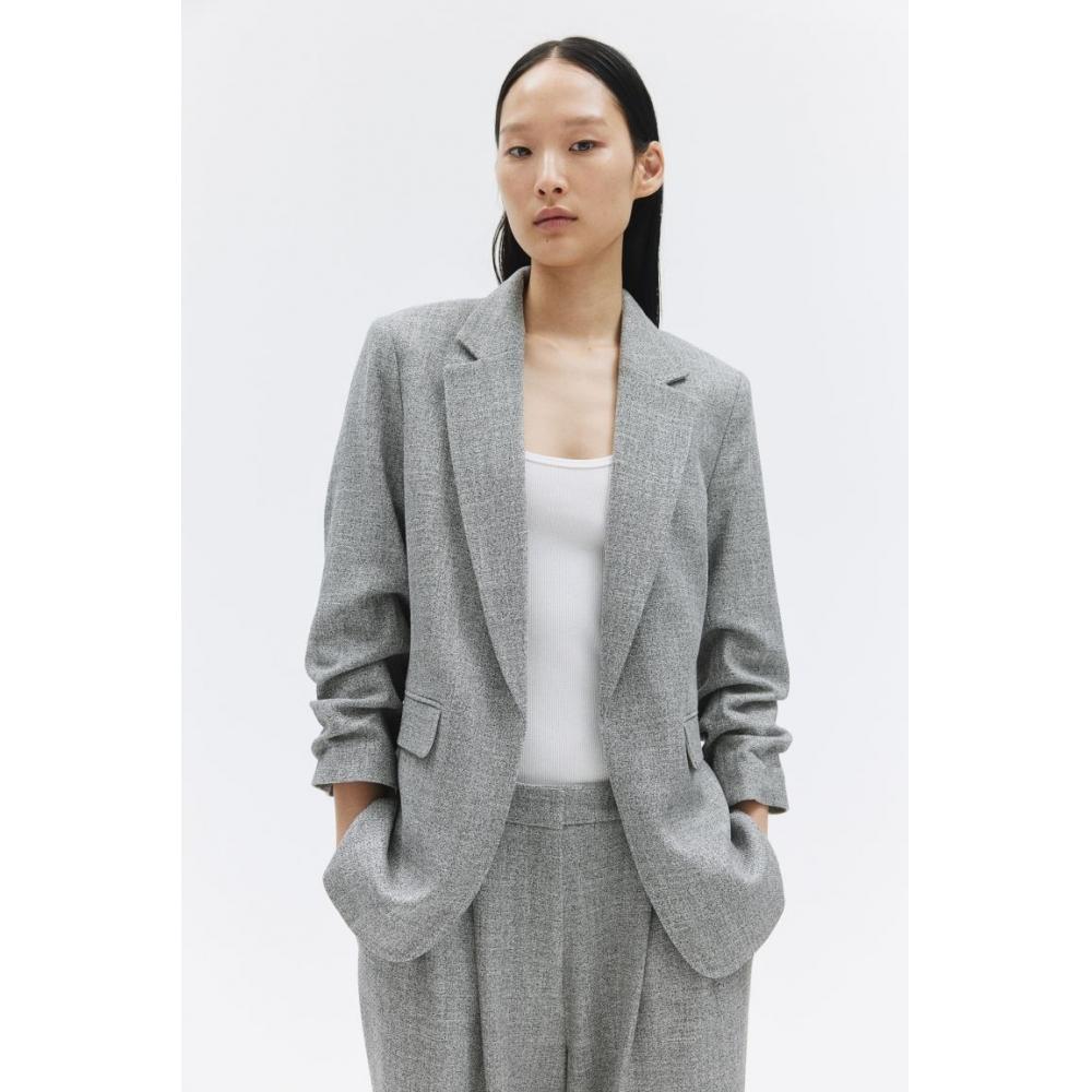 

H M Gather Sleeve Jacket Grey Melange
