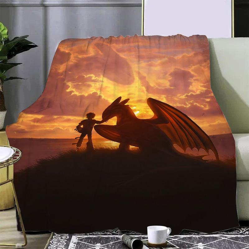 Heißer Film Drachenzähmen Leicht Gemacht Niedliche Drachen Aufgedruckte Picknickdecken Warme Decke Weiche und Bequeme Decke Zuhause Reisen Geburtstagsgeschenk