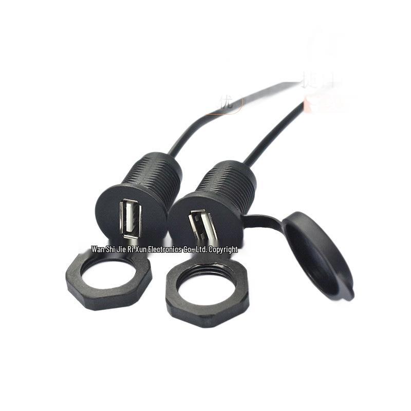 Waterproof USB-A Female Connector with Cable & M18 Screw Cap