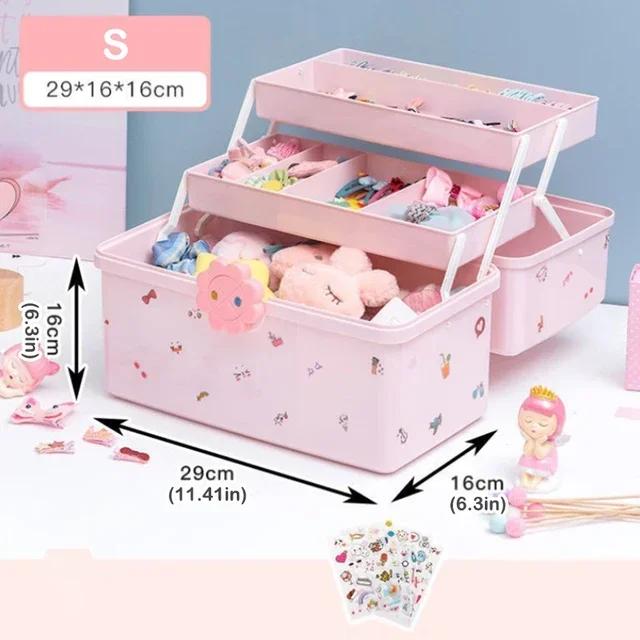 

Baby Girl Cute Kids Hair Accessories Storage Box Head Ropes Hairpins Rubber Bands Hair Jewelry Daily Dressing Organizer Goods