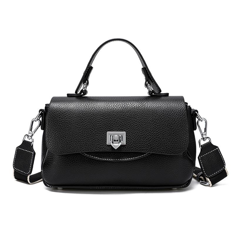 Elegant Womens Top-Grain Leather Crossbody Bag Medium Square Handbag Daily Commute Stylish Shoulder