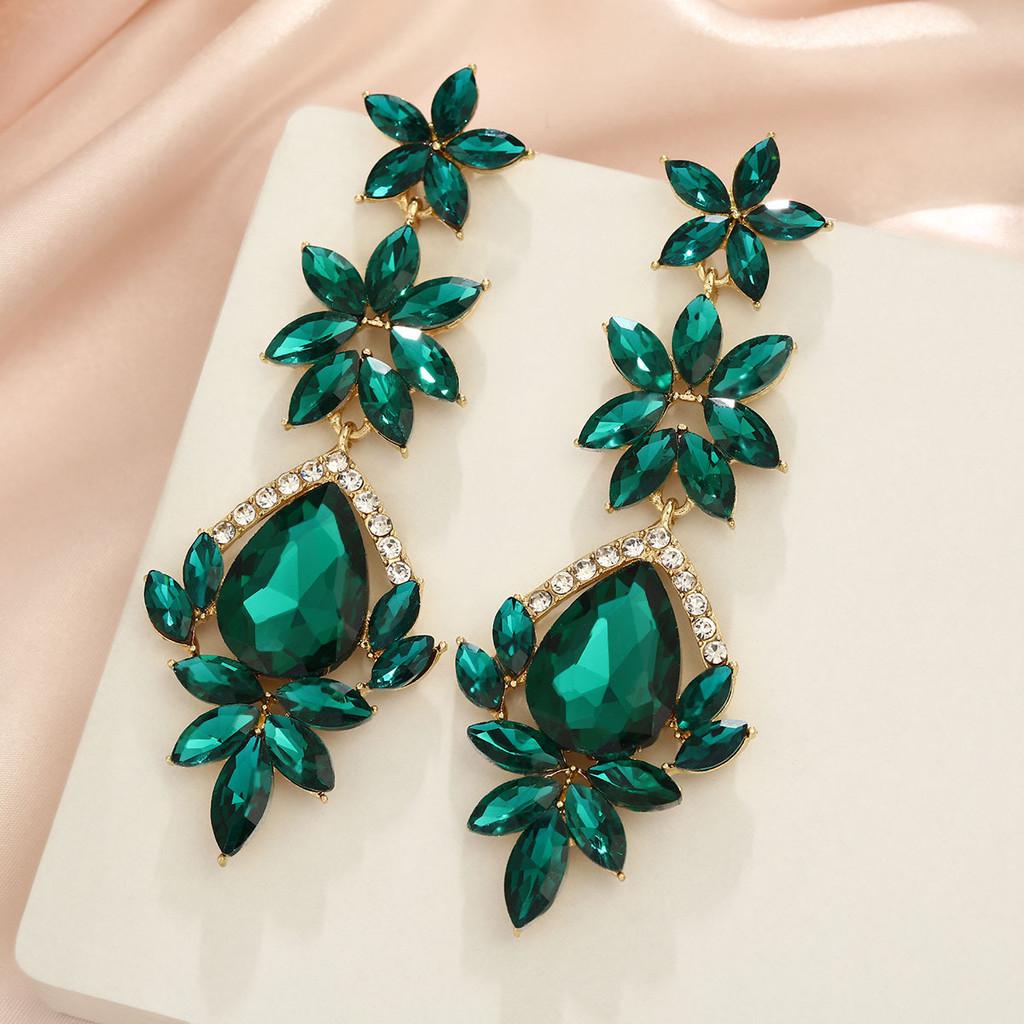 Modern Geometric Alloy Drop Earrings With Sparkling Crystals For Women Fashion Jewelry
