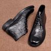 Men's Leather Autumn and Winter Martin Boots Casual Fashion Short Boots Round Head Medium Fleece Boots Leather Boots