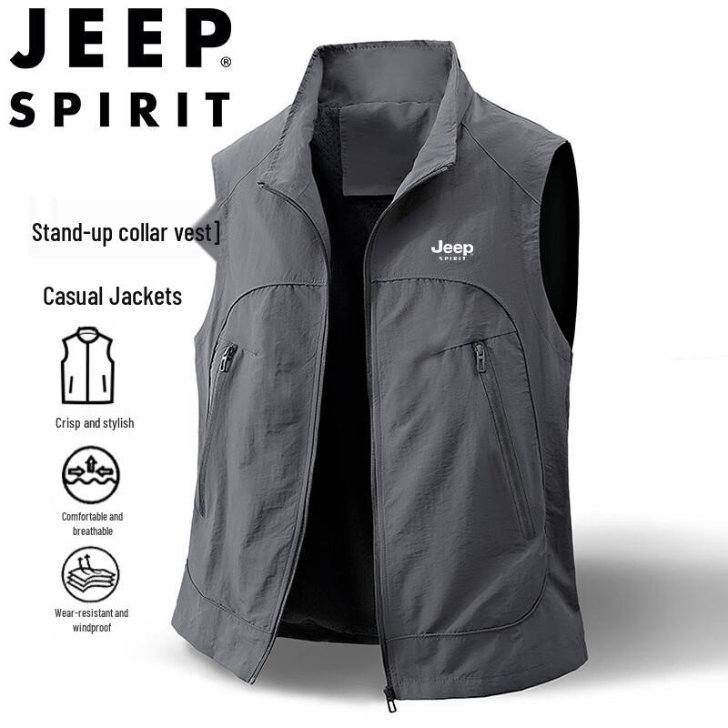 JEEP SPIRIT Men's Stand-Collar Outdoor Fishing Vest