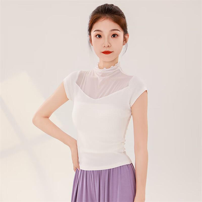 OEING Women's Mesh Splicing Dance Top