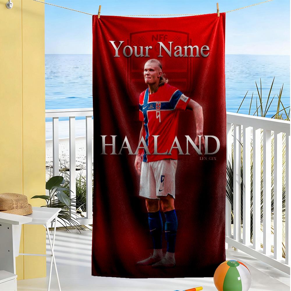 Haaland Customized Name Beach Towel Quick-Dry Soft Microfiber Suitable for Sports Travel Swimming Yoga Bathroom Beach And Pool