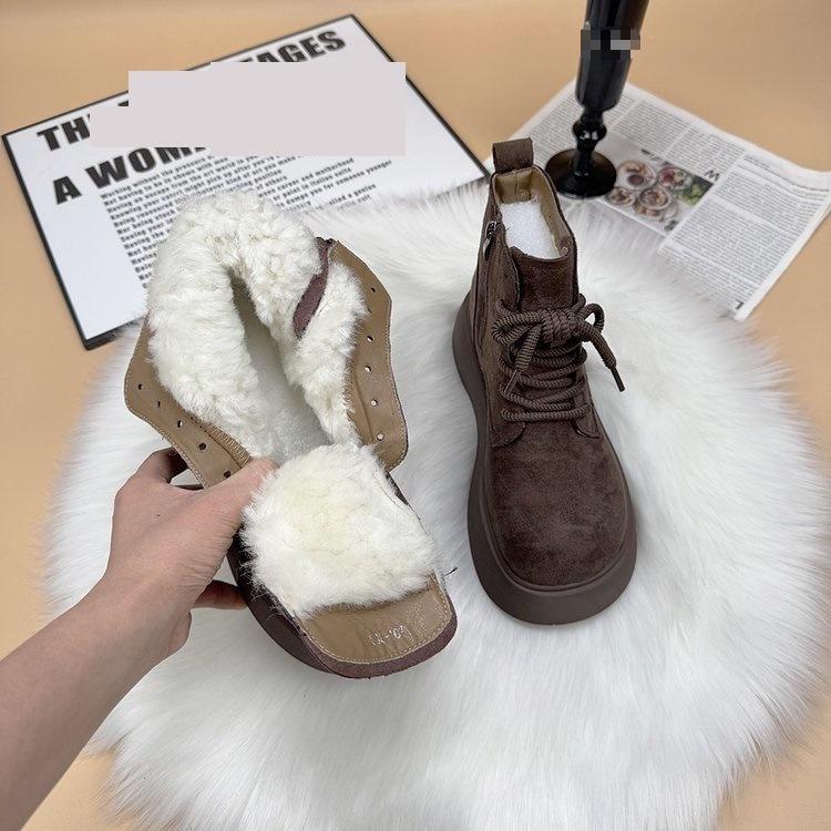 Suede Martin boots winter new small thick-soled heightening piled thickened snow cotton boots