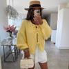 Women's Classic Tie-Front Knit Cardigan - Solid Color Round Neck Sweater Casual Pullover