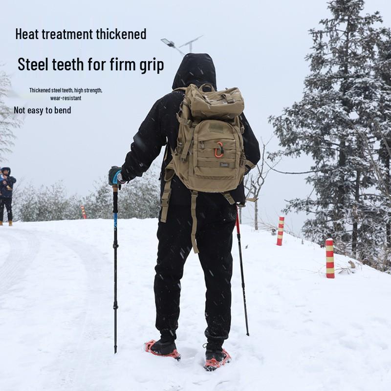11-Teeth Stainless Steel Ice Cleats: Slip-Resistant Boot and Shoe Covers for Outdoor Snow, Hiking, and Mountaineering