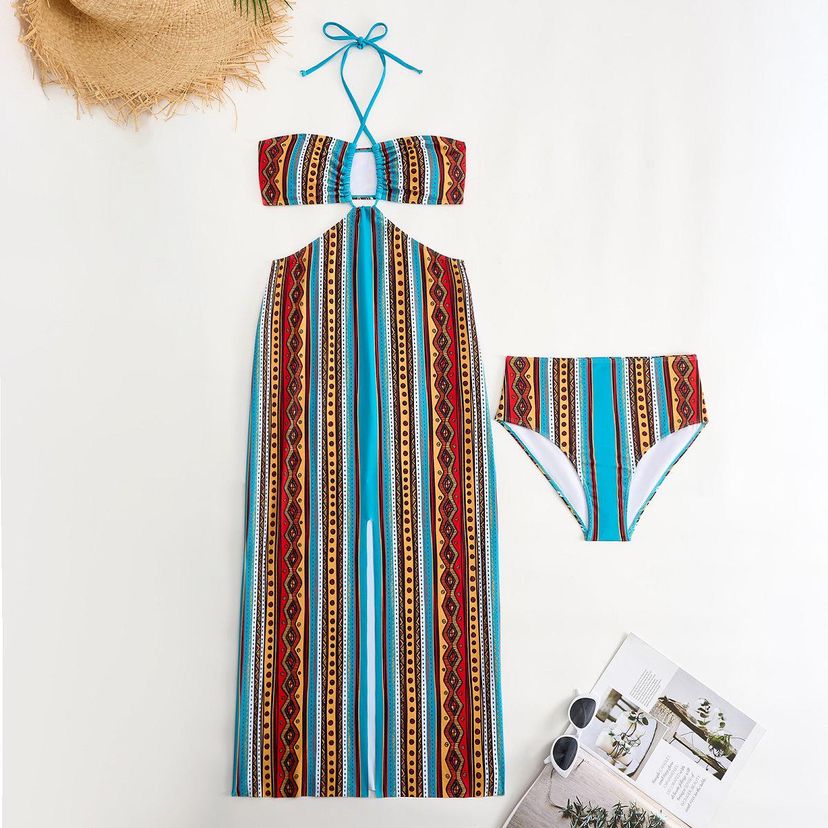 

2025 Ретро Принт Купальник Французский Комплект с Завышенной Талией L