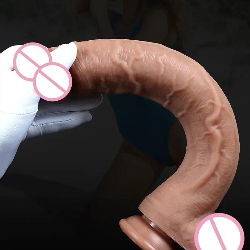 Spuer Bigger Realistic Dildos Silicone Layer Penis with Suction Cup Adult Sexy Toys for Woman Men Vagina Anal Massage Stimulator