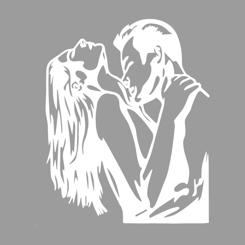 Romantic Kiss Silhouette, Kiss At Midnight, Imported PVC Work, Depicting a Couple Kissing, Suitable for Valentine's Day Decals