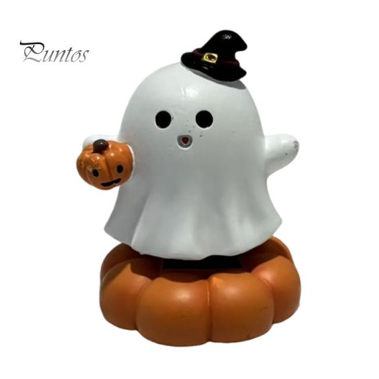 Seasonal Home Accents Spooky Halloween Figurine, Small Resin Rotating Ghost Skull Pumpkin Gravestone Figurines for Tiered Tray Statue, Collectible