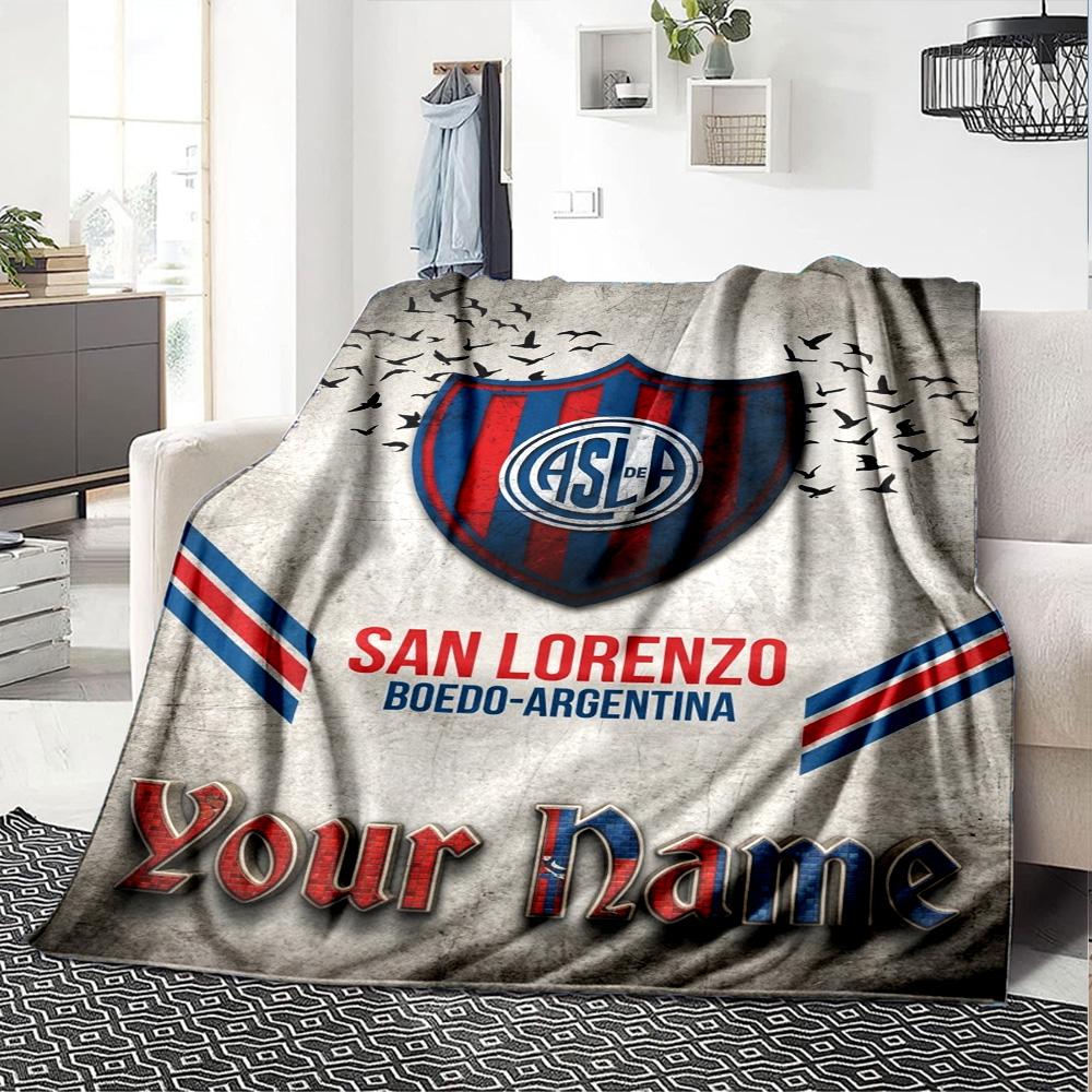 Name Custom San Lorenzo Art Print Flannel Blanket High Quality Warm Comfortable Cover for All Seasons Perfect for Gifts Home Decor
