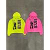 Womens Oversized Hooded Zip-Up Sweatshirt With 3D Graphic Print Streetwear Hip Hop Style