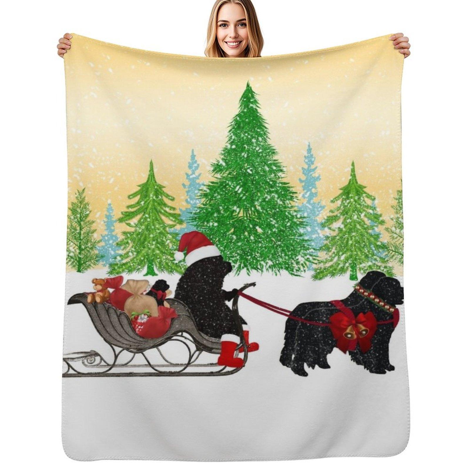 Newfoundland Dog Christmas Throw Blanket Cozy Throw Blanket Birthday Gift for Him Her 102x76cm(40x30in)