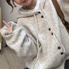 Women's Thickened Hooded Cardigan Sweater Coat - Autumn/Winter Loose Knit Korean Style