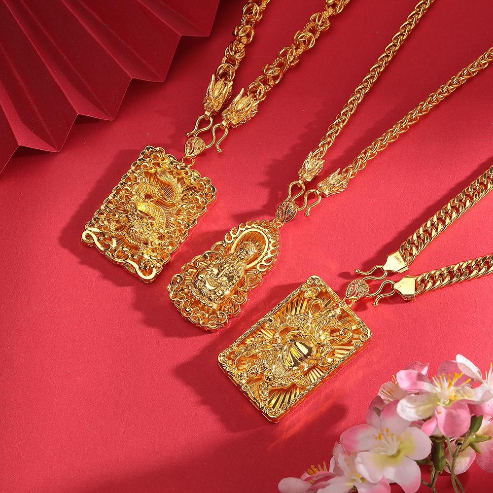 Guan Gong God of Wealth Male Tag Domineering Necklace Pendant Safe Cuban Chain Jewelry