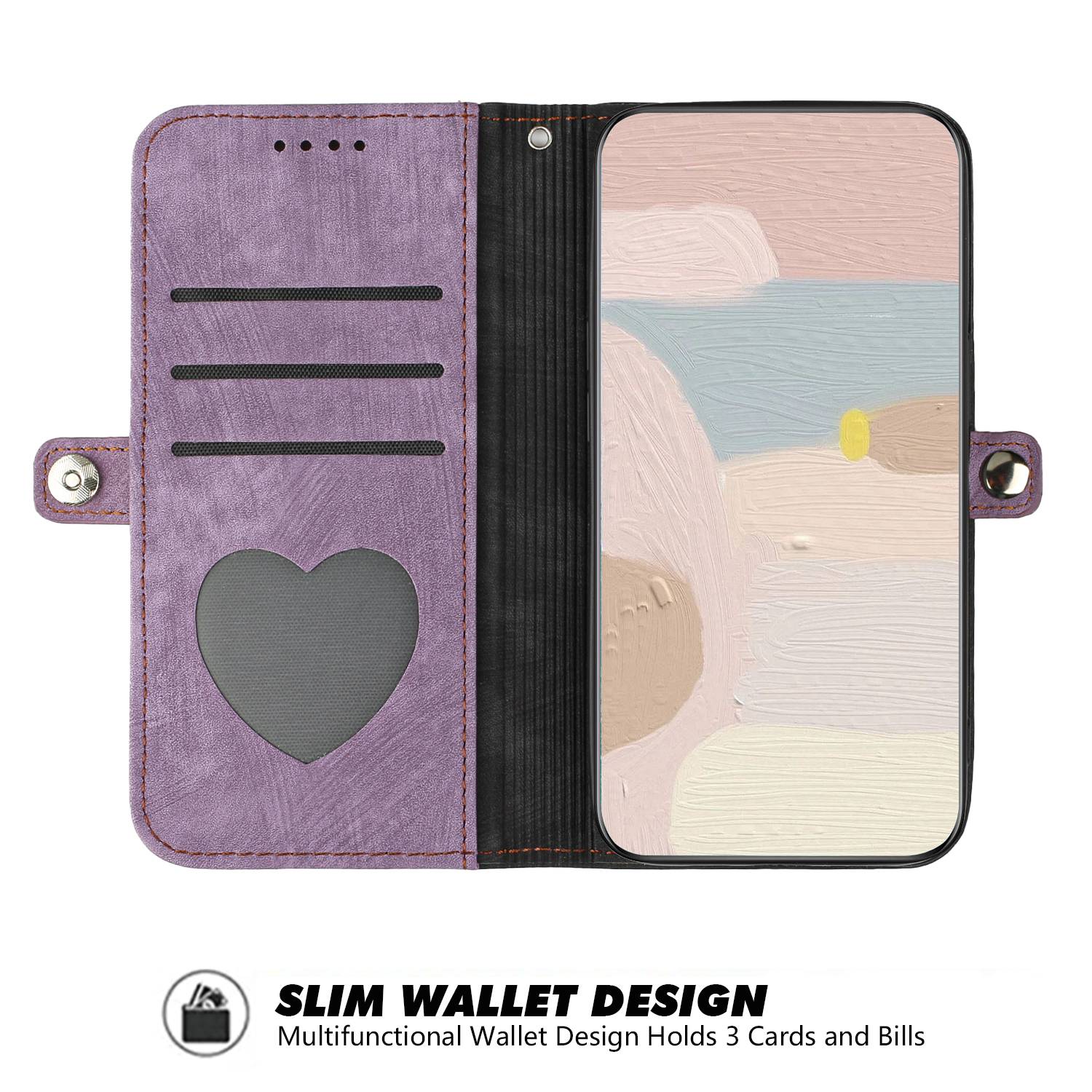

YX0020 PU Leather Cell Phone Case for Samsung Galaxy A14 5G/A14 4G Drop Protection Stand Dual Magnetic Clasp Phone Cover with Strap Light Purple