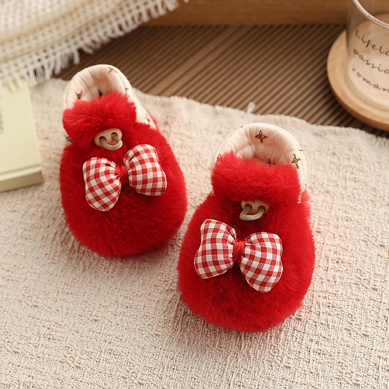 Winter Baby Booties: Soft Sole, Plush-Lined, Non-Slip, Imitation Rabbit Fur, Cute Cartoon for 0-1 Year Olds