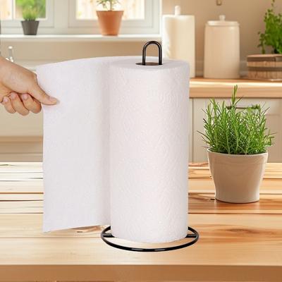 Kithcen Storage Rack Iron Paper Towel Holder Heavy-Duty Vertical Kitchen Towel Stand Easy-Tear Roll Organizer Dining Table