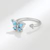 Original Design Rotate Crystal Butterfly Opening Rings for Women High Quality Silver Color Stainless Steel Finger Couple Jewelry