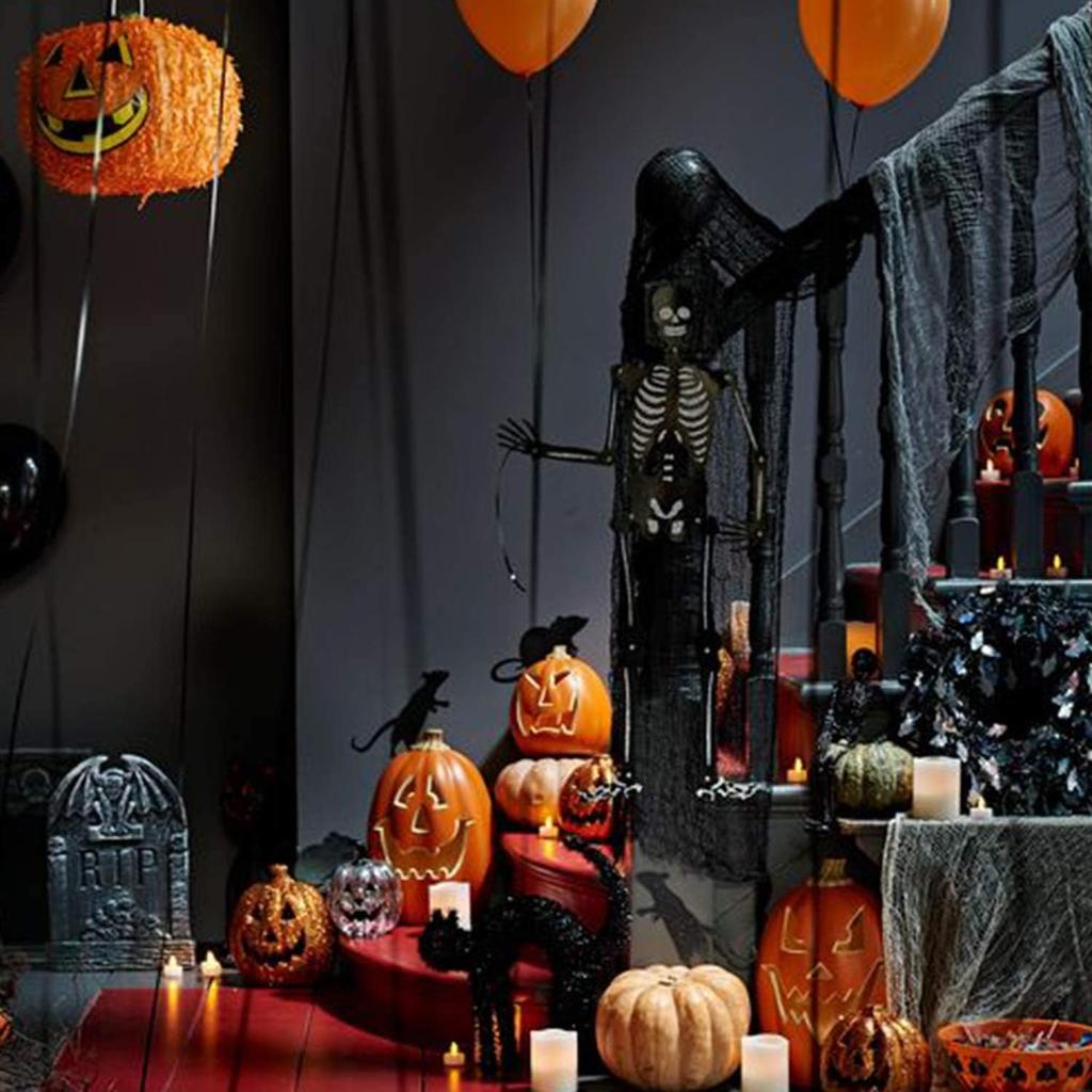 (48 x 240 in.) Halloween Creepy Cloth, Spooky Giant Cheese Cloth Tapestry for Halloween Party Supplies Decorations Outdoor Yard Home Wall Decor,