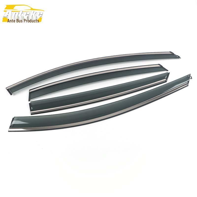 Qin Pro PC Plastic Rain Deflector with 3D Stainless Steel Bright Strip - Exterior Car Decorative Patch