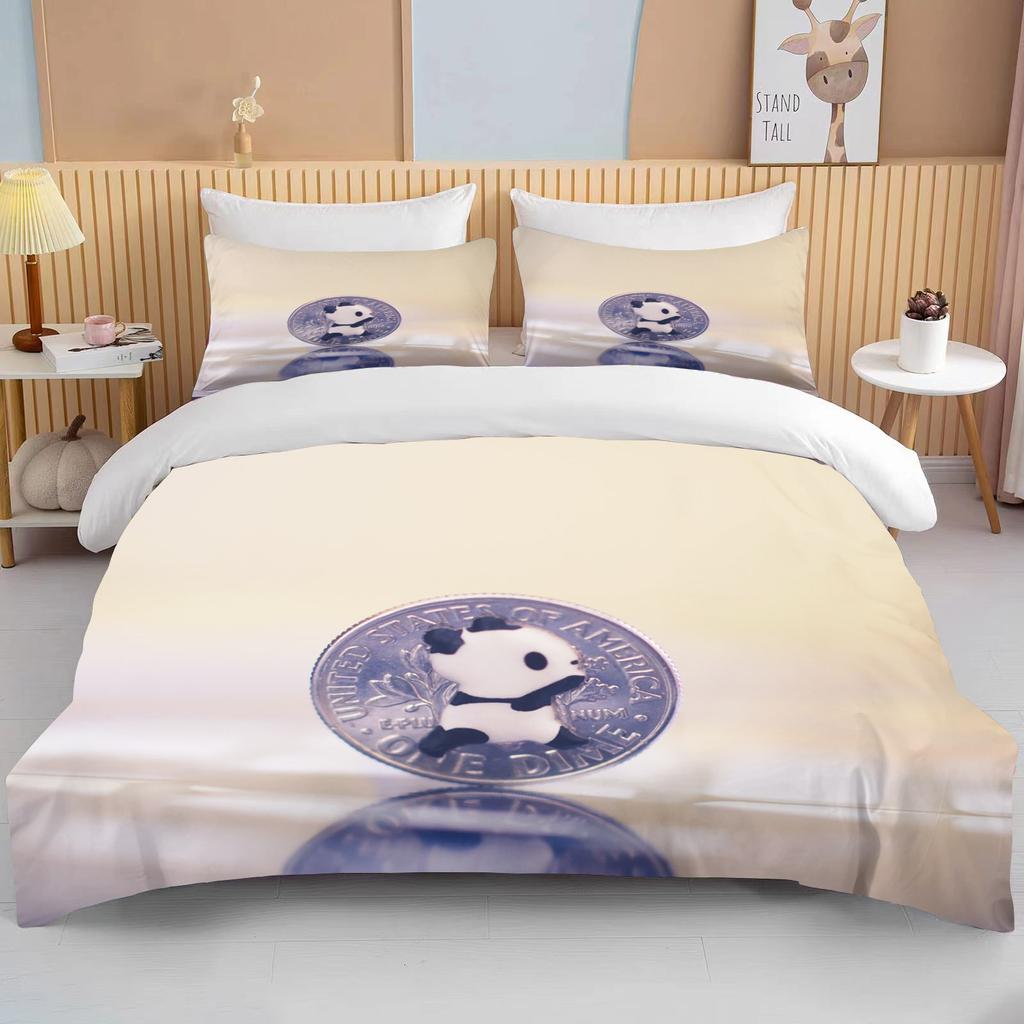 10 sizes CutePanda Bedding 3 Piece Set king size double bed bedding set microfiber or polyester duvet cover set  bedroom bed set