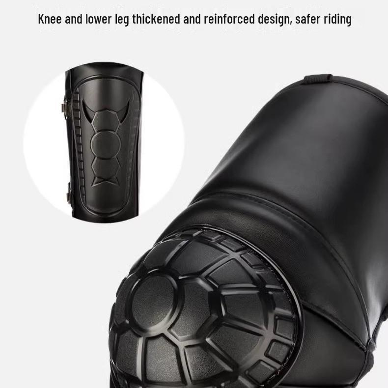 Unisex Winter Windproof PU Electric Motorcycle Knee Pads: Long & Short Styles, Thickened Hard Shell for Warmth and Protection
