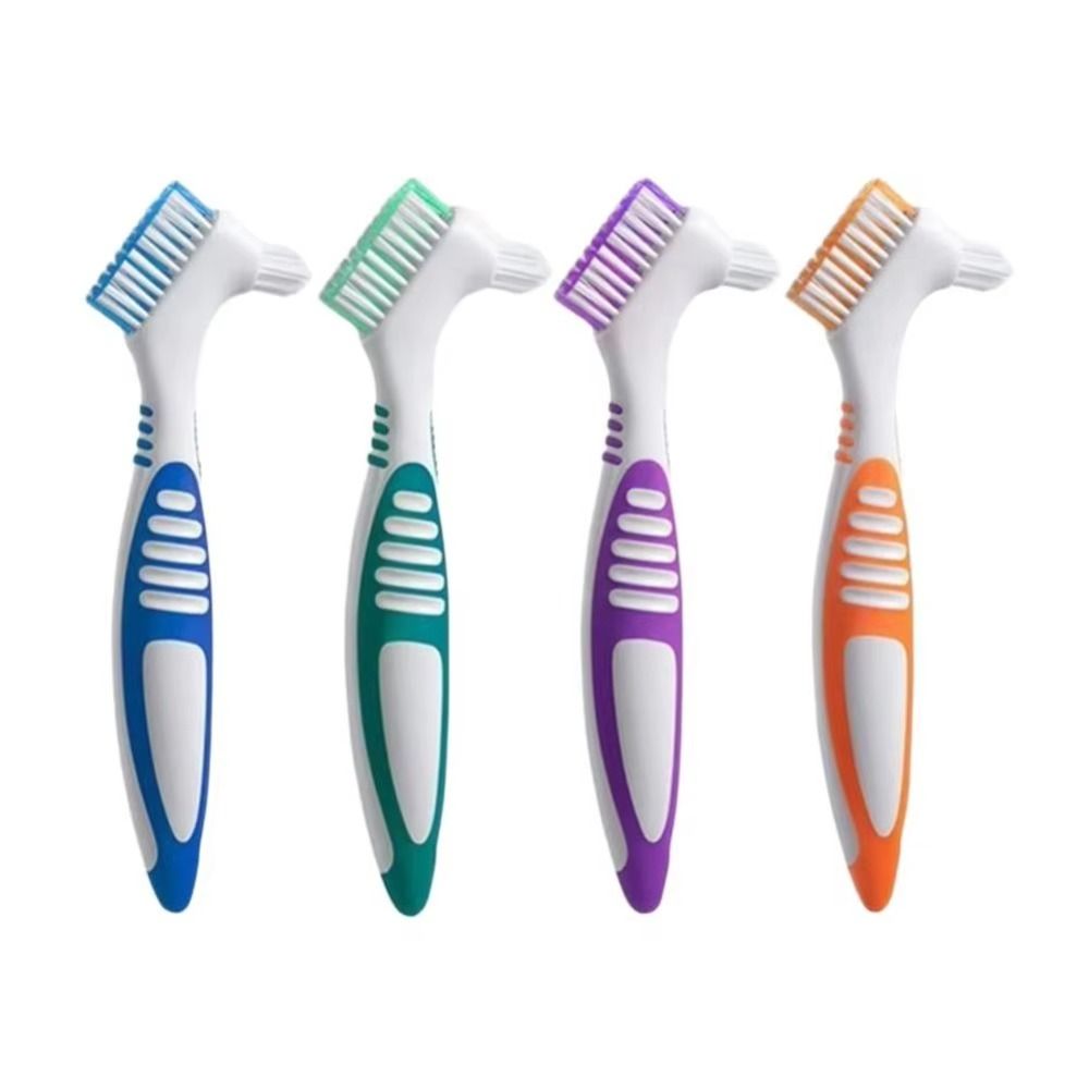Double Sided Denture Toothbrush Plastic Cleaning Brush New Denture Brush  Orthodontic Care