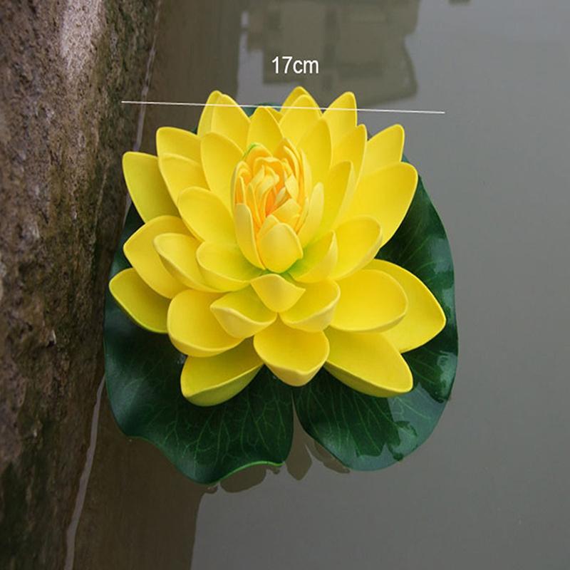 

10 см/17 см искусственный лотос поддельное растение декор для пруда искусственная водяная лилия плавающий пенопластовый лотос домашний сад аквариум искусственный цветок 17cm жёлтый