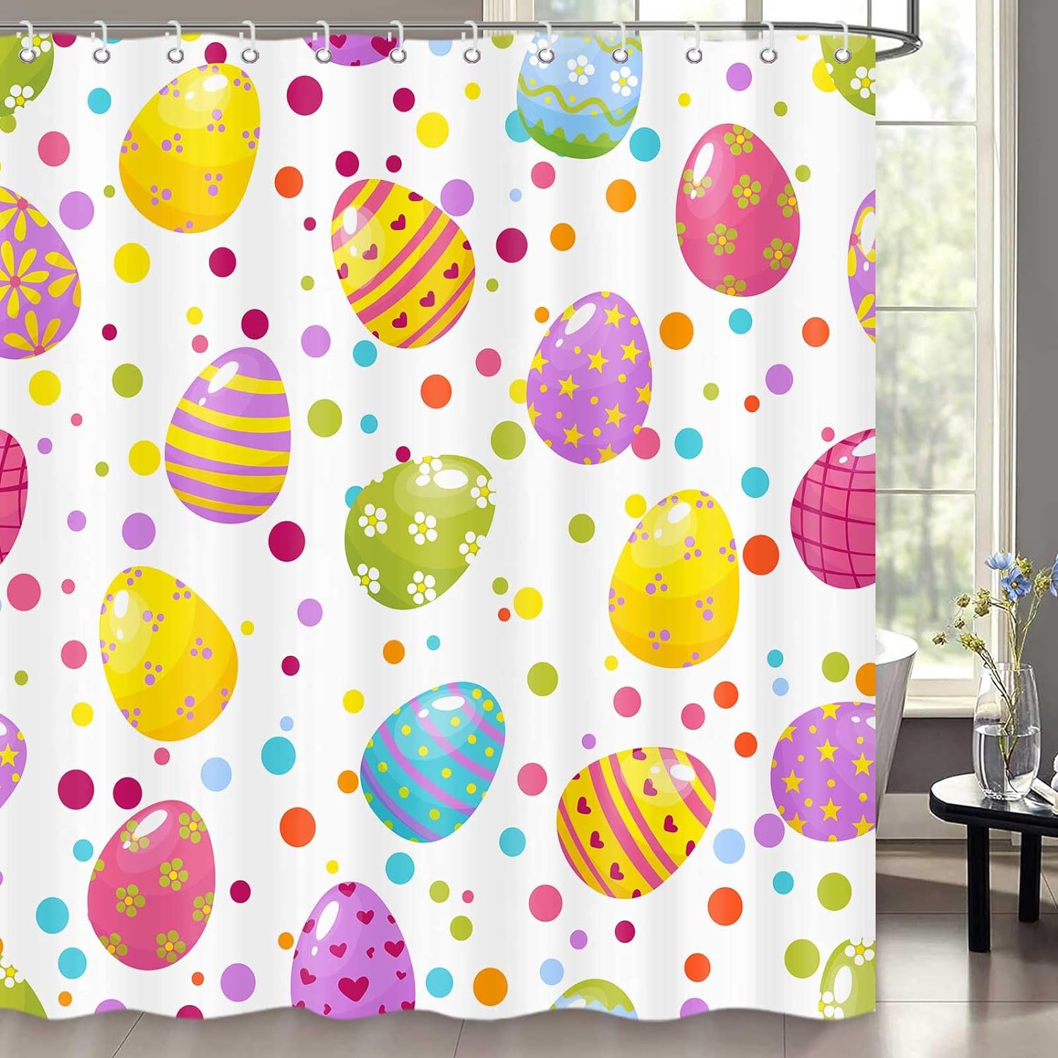 

Easter Eggs Rabbit Shower Curtain Floral Plant Daisy Flowers Leaves Truck Bunny Butterfly Bathroom Decor Fabric Bath Curtains 35x70inch-90x180cm