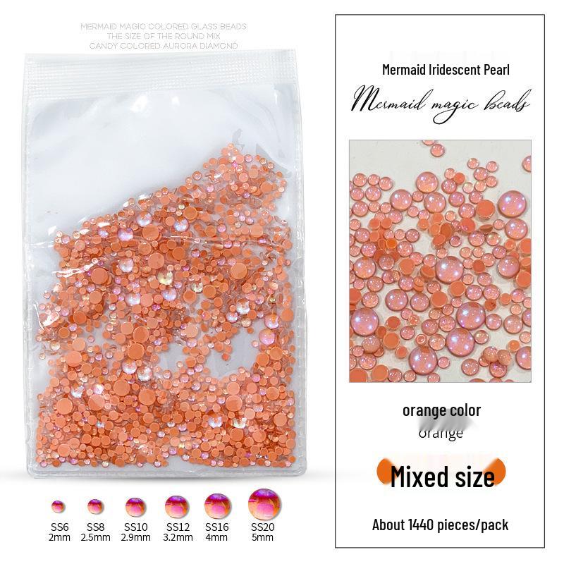 Mermaid Candy Color Bubble Beads: Iridescent Flat Back Nail Art Rhinestones