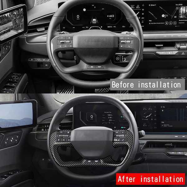 Carbon Fiber Texture ABS Steering Wheel Stickers for Kia EV9 2023-2024