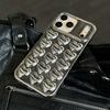 Silver 3D Heart Phone Case For iPhone 17 Air 16 15 14 13 12 11 Pro Max Electroplated Shockproof Soft Silicone Cover