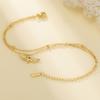 Teamer Heart Wing Charm Bracelet Stainless Steel Gold Color Adjustable Double Layer Beads Chain For Women Trendy Jewelry