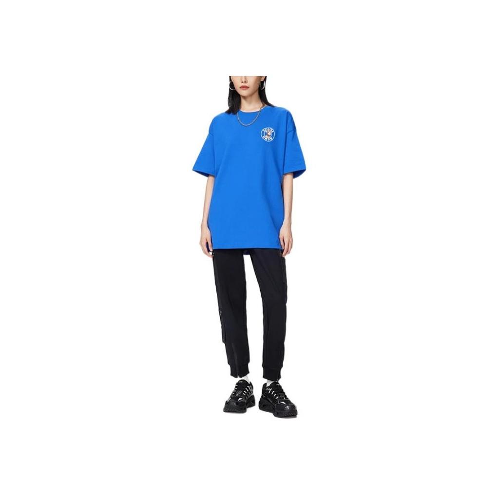 Li Ning Boring Ape Trend Sports Club Beijing Limited Edition Back Logo Printed Round Neck Short Sleeve T-Shirt Unisex T-Shirt Blue AHSSE83-2