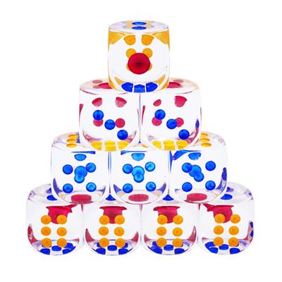 10x Acrylic Dice Transparent 6 Sided Colorful Dice Casino Poker Game Bar Party Crystal Dices Children Board Game Toy