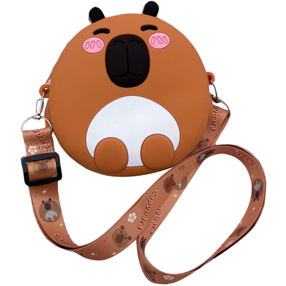 

1 шт. Портмоне капібара з мультфільмом. Маленький силіконовий гаманець. Мила дитяча сумка через плече для дітей коричневий