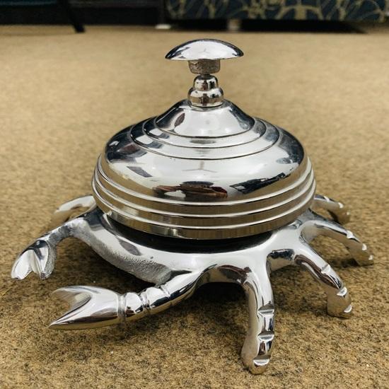 Brass Bell Chrome Finish Aluminium Crab Bell Hotel Counter Reception Bell Teacher Desk Bell