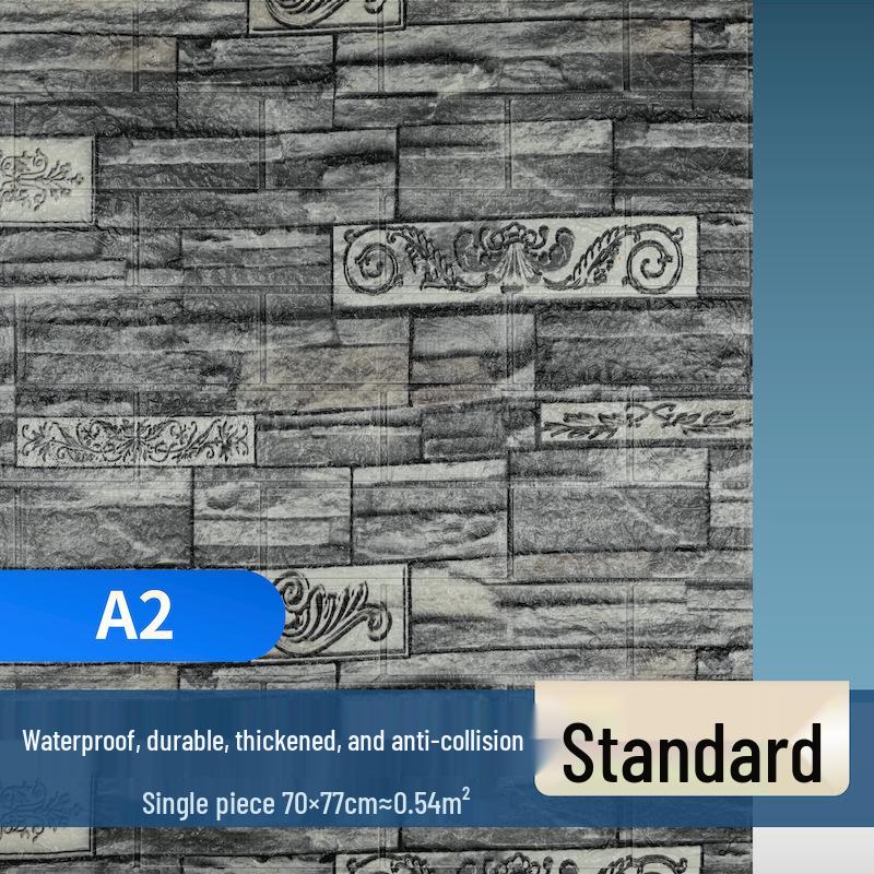 Retro 3D Brick Pattern Self-Adhesive Moisture-Proof Wallpaper Sticker