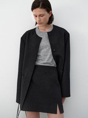 Atelier Nine Slit Tweed Set-Up Mini Skirt(Sk-5049)