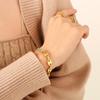 Geometric Zircon Pig Nose Spliced Bracelet & Necklace Set - European/American Nude Chain, Non-Fading P196-E009