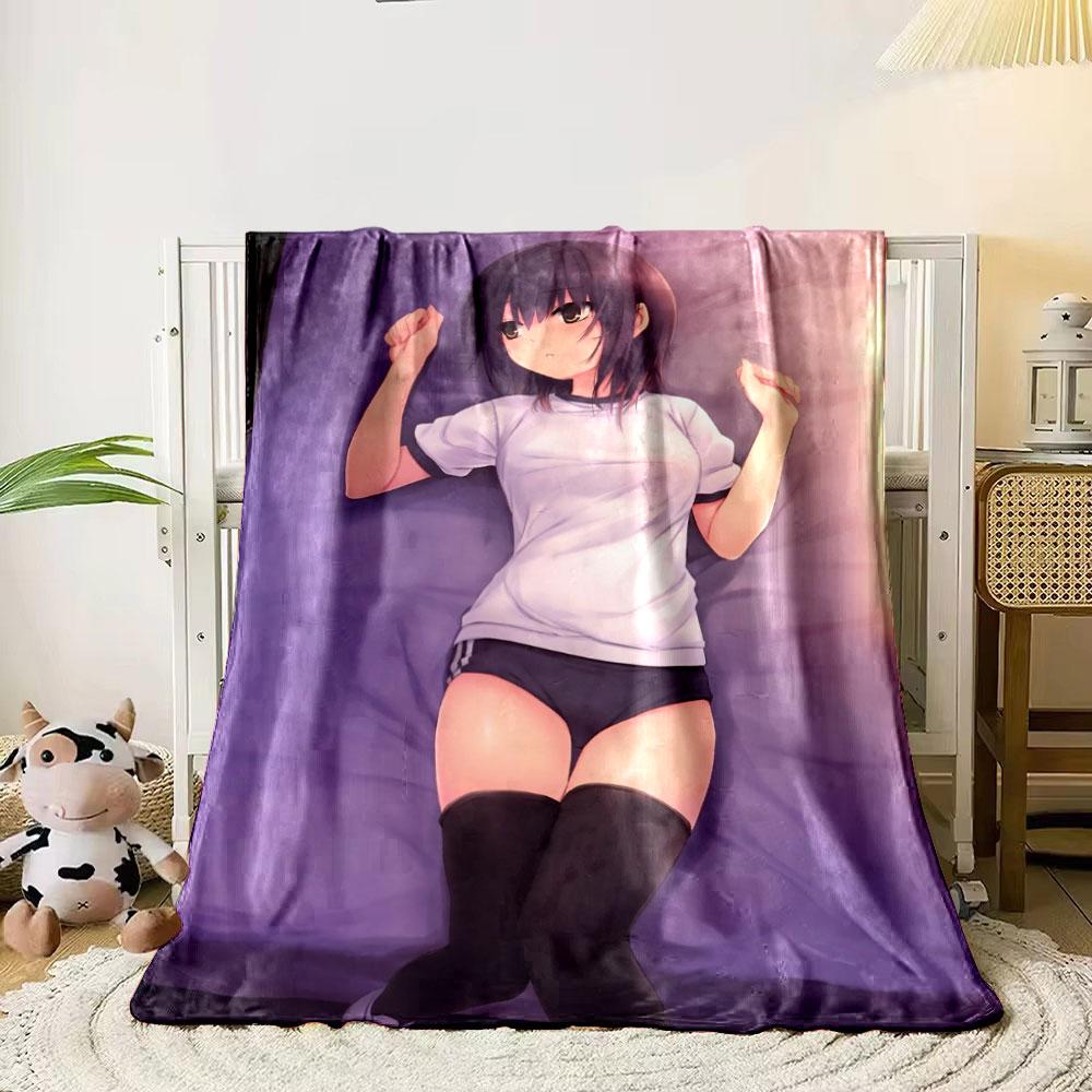 Anime Girl Print Blanket Bedroom Blanket for Livingroom Couch Lunch Break Soft Cozy Throw for Friend's Festival Gift