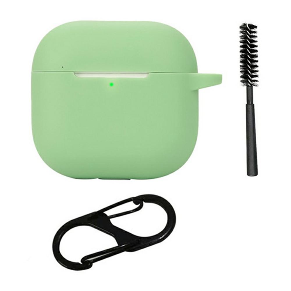 For AirPods 4 Silicone Case Bluetooth-Compatible Earphones Protective Cover with Anti-Lost Buckle + Cleaning Brush